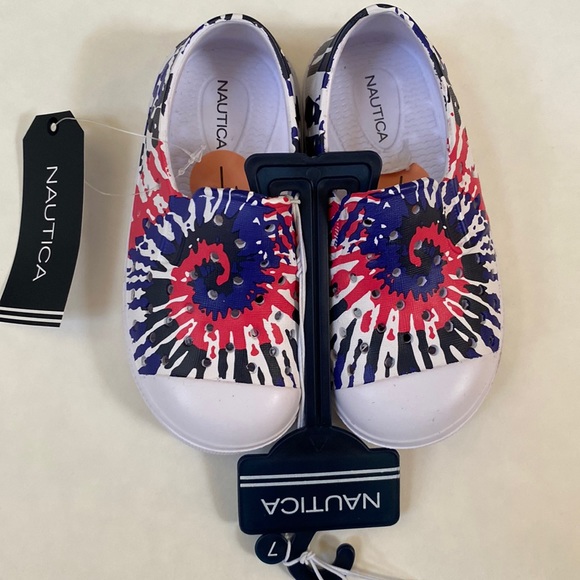 NWT NAUTICA Slip-on Style Kids Blue Tie Dye Sandals - Size 7 - Picture 1 of 5